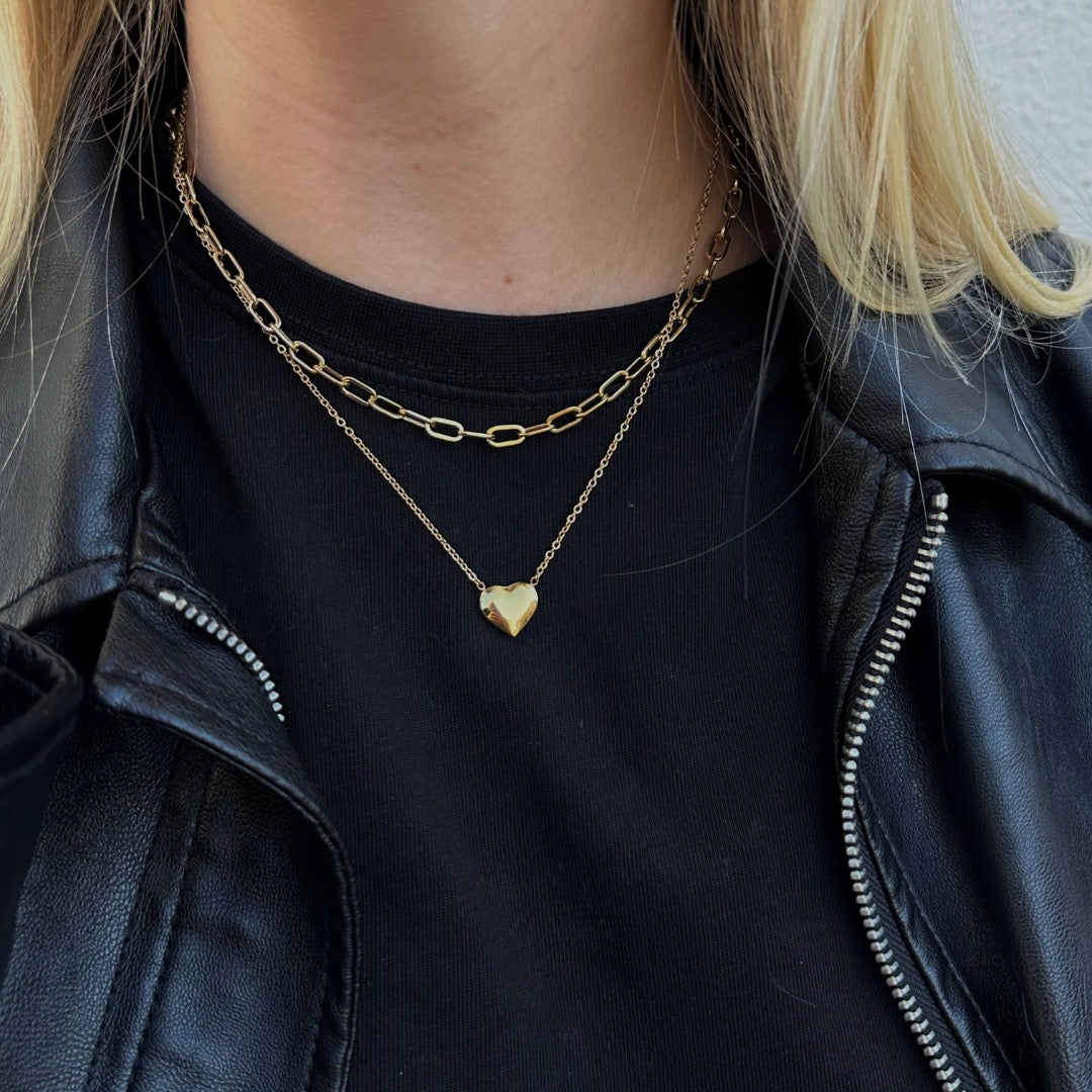 Baía Jewellery - Amor halskæde, 42+3 cm - Rustfrit stål PVD guldbelægning