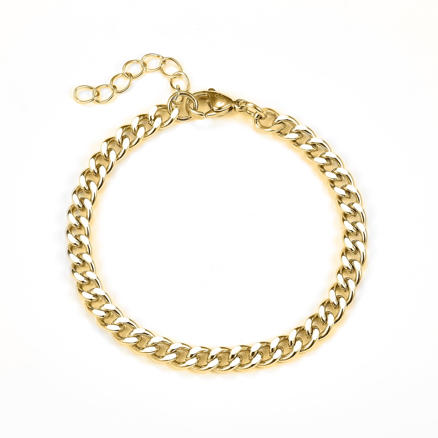 Baía Jewellery - Panser Facet armbånd, 16-19 cm - Rustfrit stål PVD guldbelægning